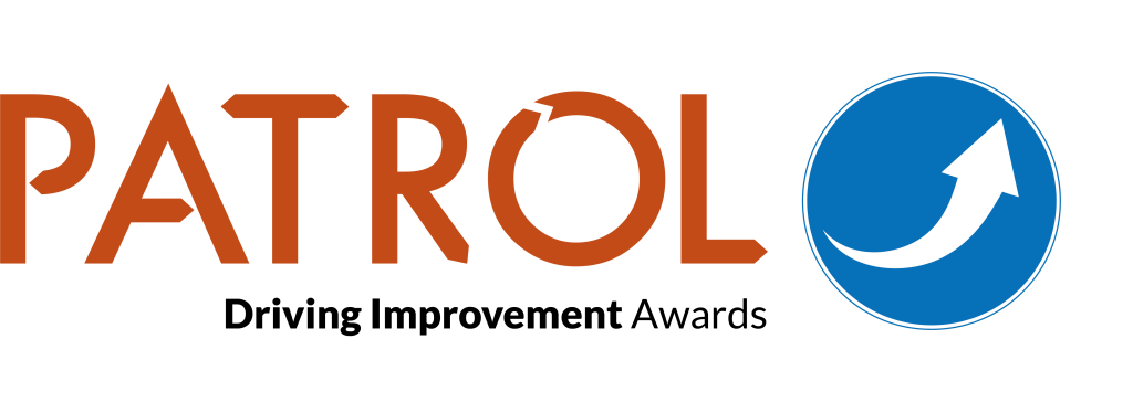 PATROL Driving Imrprovement Awards logo showing blue sign with uptick arrow