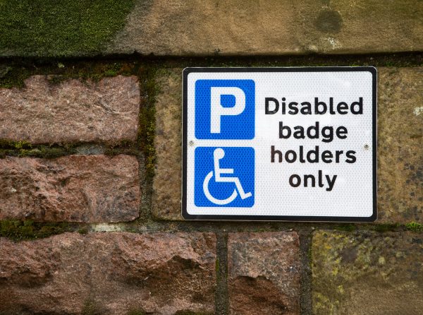 Expanded photograph-showing-the-Disabled-bage-holders-only-sign-in-the-UK copy